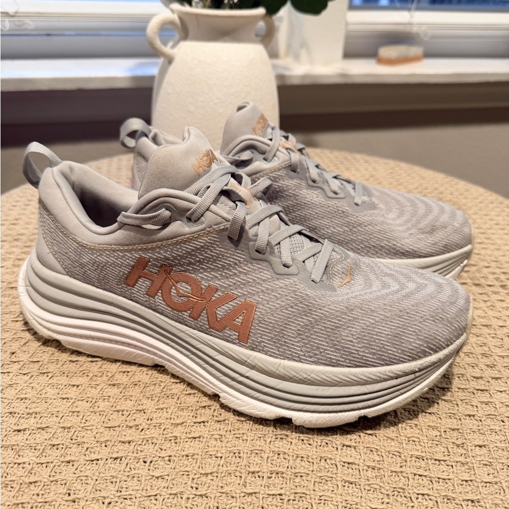 Hoka Women's one Gaviota 5 Sneaker Harbor Mist/Rose Gold